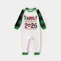 Green Raglan Top Green Plaid Christmas Pajamas Set With "FAMILY Christmas 2026" and Christmas Pattern Print