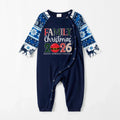 Joyful Blue Christmas Pajamas Set  With "Family Christmas 2026" Holiday Quotes