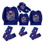 Cozy Blue Christmas Pajamas Set With "Family Christmas 2026 Making Memories Together" Text Print