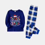 Navy & White Plaid Christmas Pajamas Set With "Family Christmas 2026 Making Memories Together" Text Print