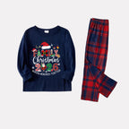 Navy & Red Plaid Christmas Pajamas Set With "Family Christmas 2026 Making Memories Together" Text Print
