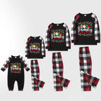 Red and Gray Plaid Christmas Pajamas Set With Christmas Light and "2026 Family Christmas" Text Print