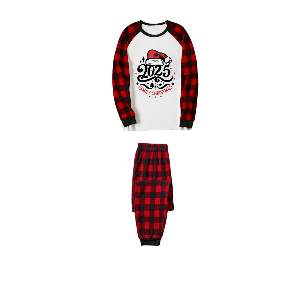 Red and Black Plaid Christmas Pajamas Set With Family Christmas Text Print