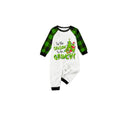 White Top Green Sleeves Green Plaid Pants Pajamas Set With "Tis The Season To Be Grinch" Print