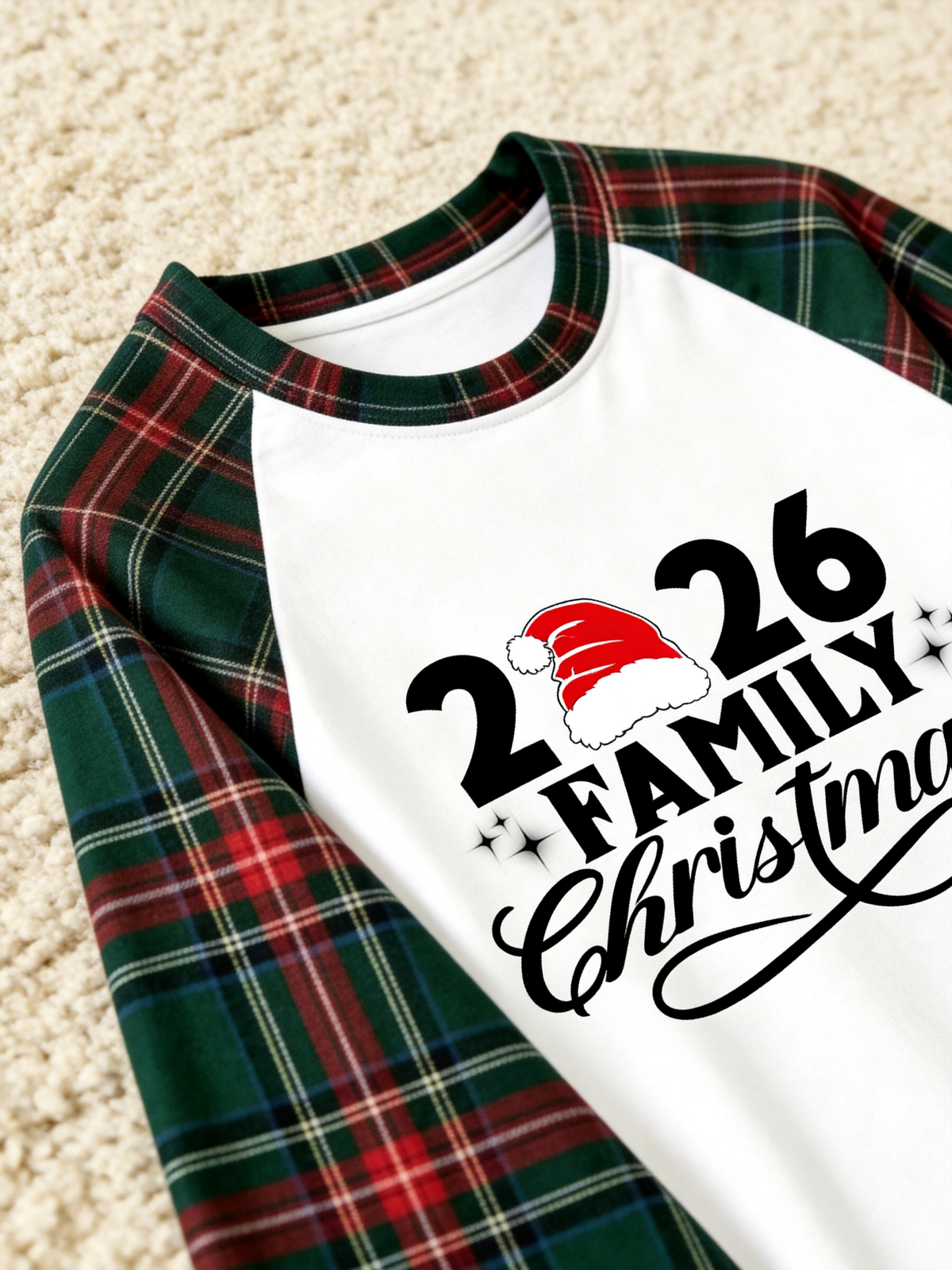2026 Couple Christmas Santa Hat Print Matching Couple PJs Holiday Sleepwear
