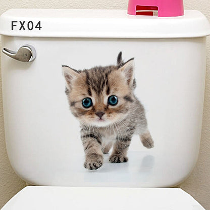 Cat Vivid 3D Smashed Switch Wall Sticker Bathroom Toilet Kicthen Decorative