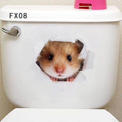 Cat Vivid 3D Smashed Switch Wall Sticker Bathroom Toilet Kicthen Decorative