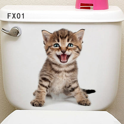 Cat Vivid 3D Smashed Switch Wall Sticker Bathroom Toilet Kicthen Decorative