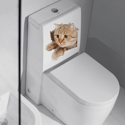 Cat Vivid 3D Smashed Switch Wall Sticker Bathroom Toilet Kicthen Decorative