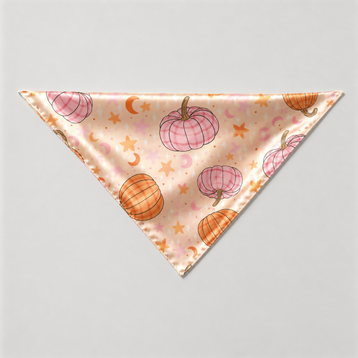Pink and Orange Pumpkin Print Satin Button-Up Family Halloween Pajamas Set