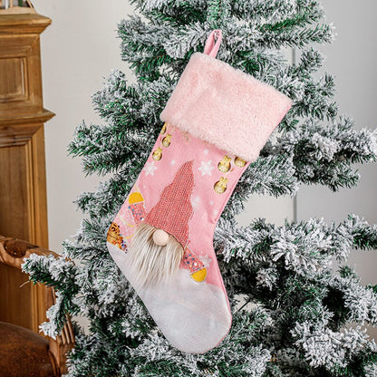 Christmas Stocking Pink with Glowing  LED Lights