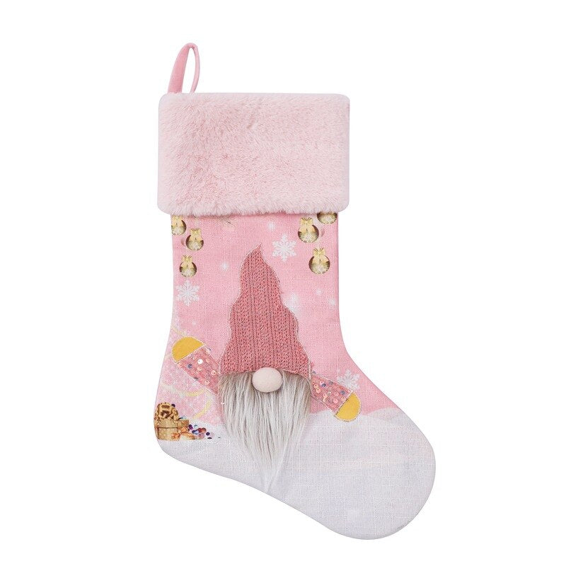 Christmas Stocking Pink with Glowing  LED Lights