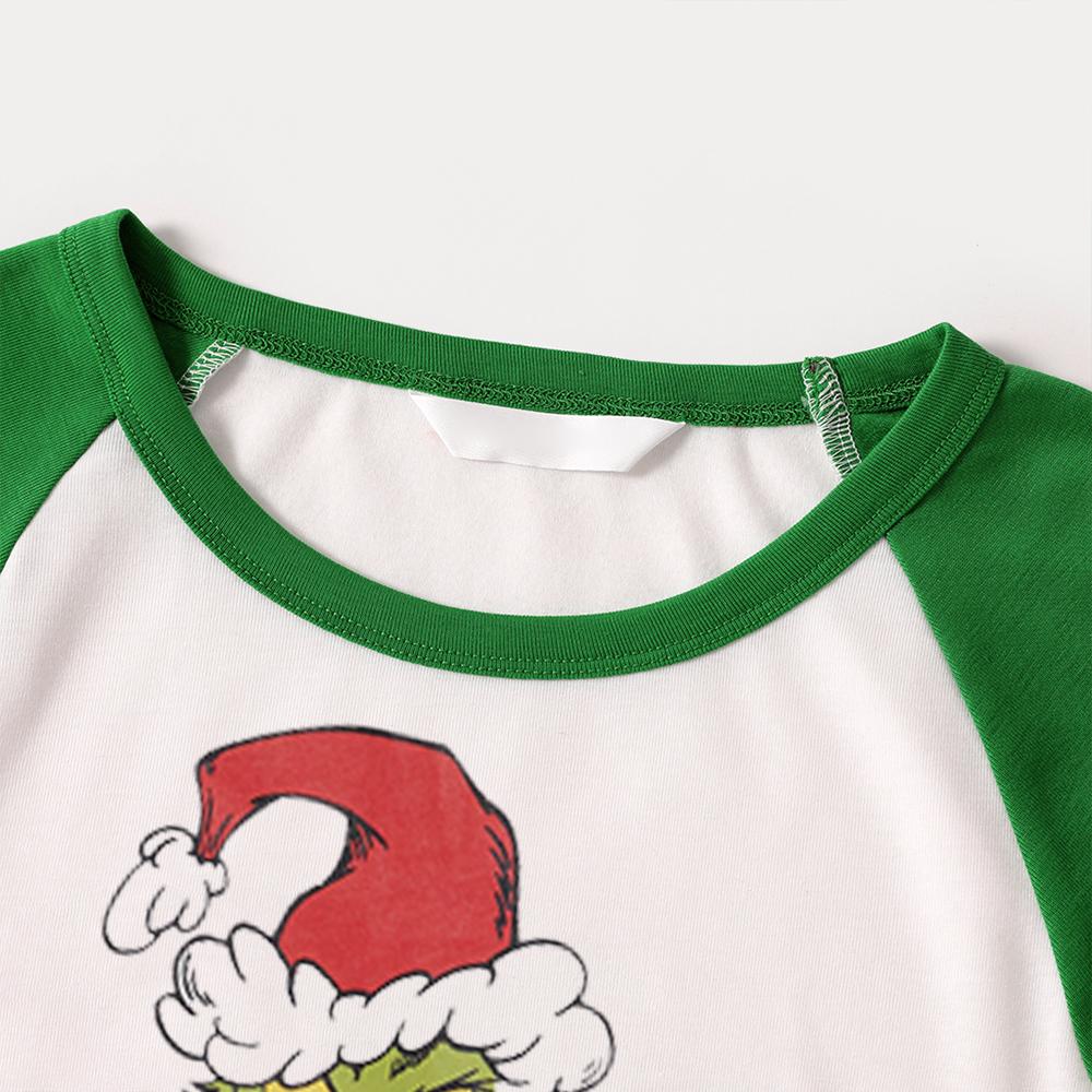 Christmas Cartoon and 'Merry Whatever' Letter Print Family Matching Raglan Long-sleeve Pajamas Sets