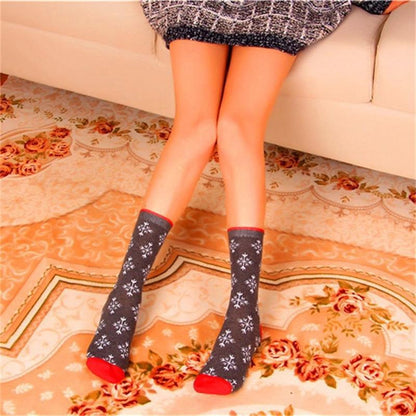 Colorful Women Cotton Funny Christmas Socks Snowflake Winter Santa Claus Snow Elk Gift 1PCS