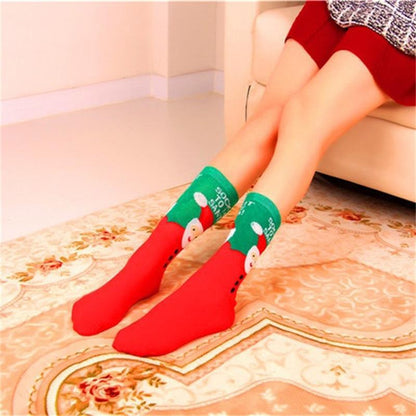 Colorful Women Cotton Funny Christmas Socks Snowflake Winter Santa Claus Snow Elk Gift 1PCS