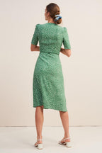 Floral Short Sleeve V-Neck Midi Dress
