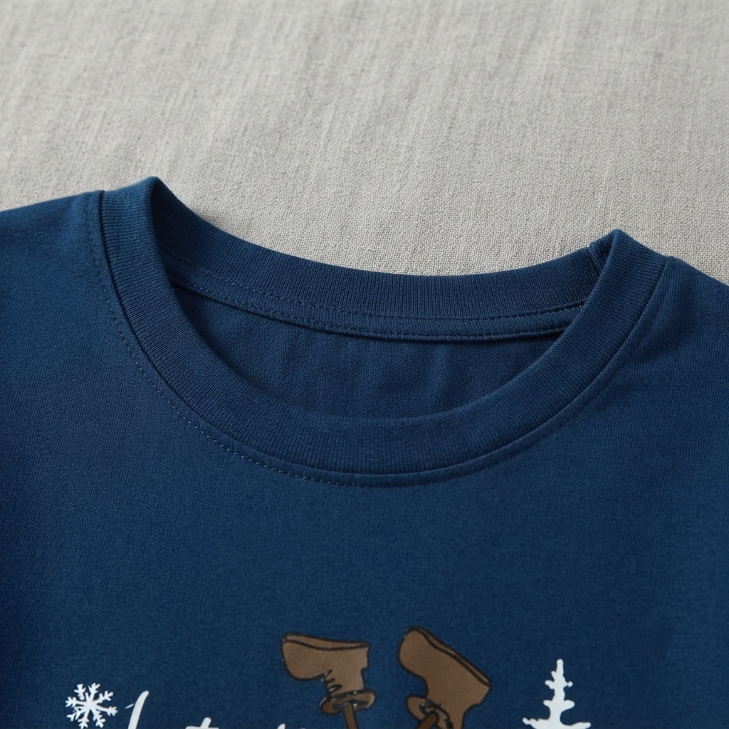 "Let it Snow" Slogan and Snowman Printed Blue Plaid Christmas Matching Pajamas