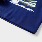 Navy & White Plaid Christmas Pajamas Set with Snowman & Christmas Tree Print