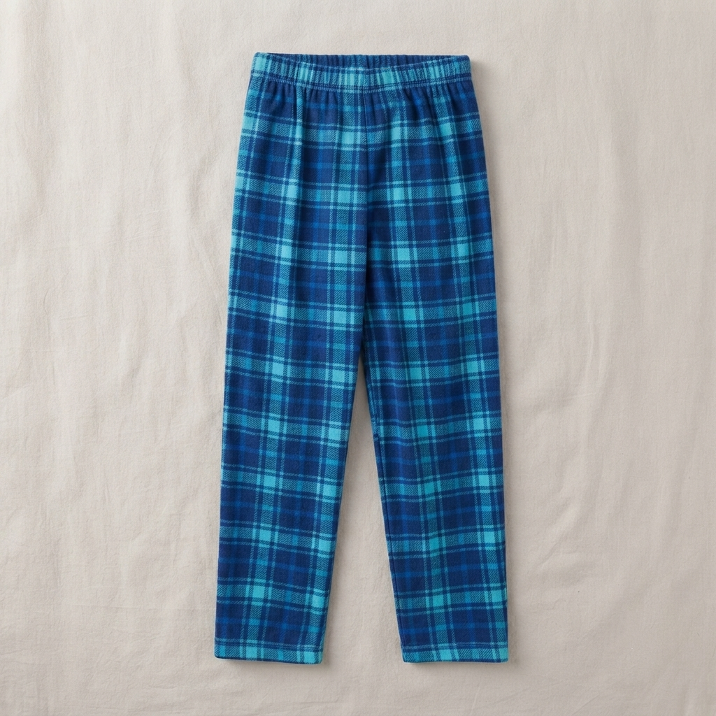"Let it Snow" Slogan and Snowman Printed Blue Plaid Christmas Couple Matching Pajamas