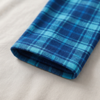 "Let it Snow" Slogan and Snowman Printed Blue Plaid Christmas Matching Pajamas