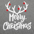 MERRY CHRISTMAS Antler Print Grey Top with Black and Red Plaid Pants Family Matching Pajamas Set