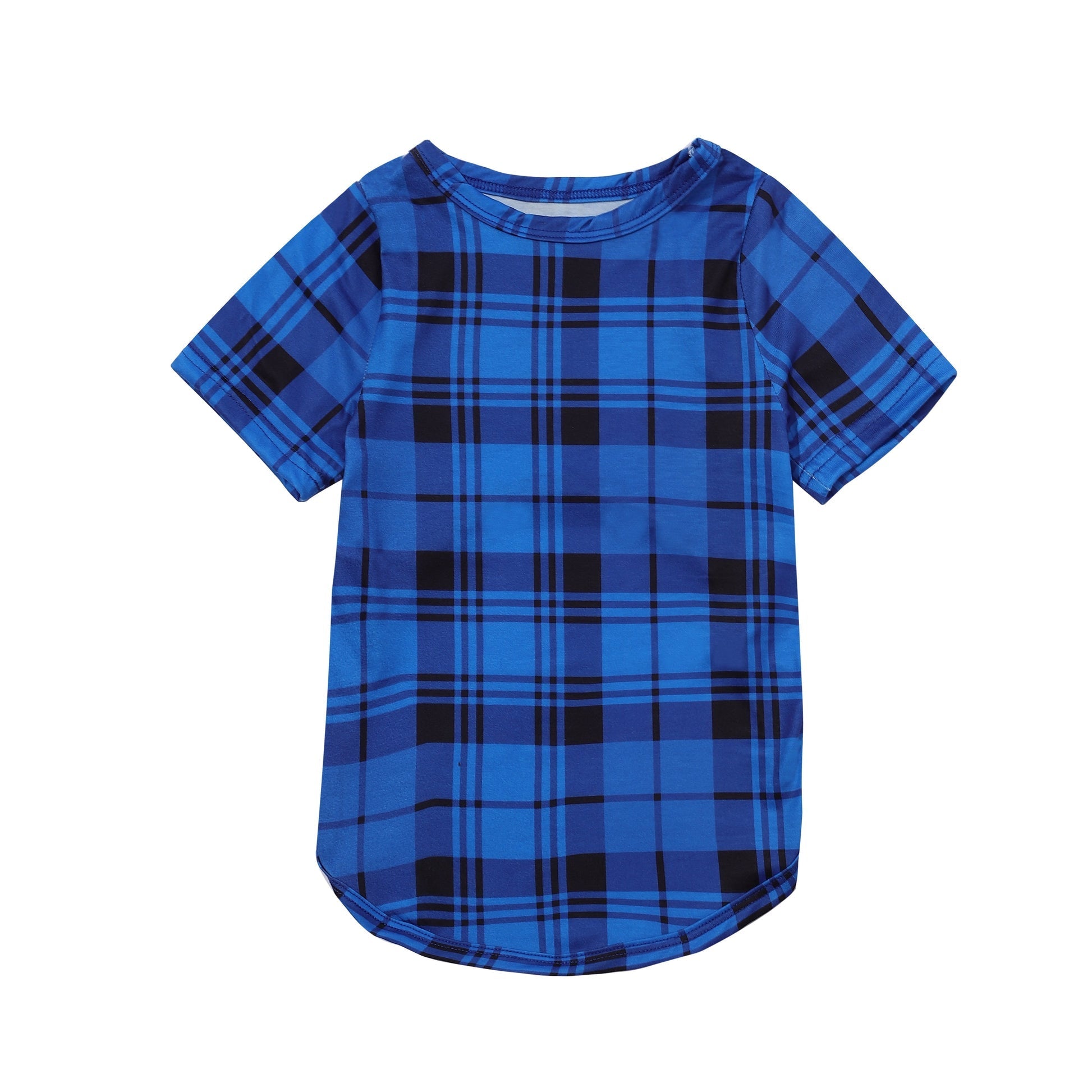 "Family Christmas 2024" Text Print Blue & Black Plaid Christmas Family Matching Pajamas