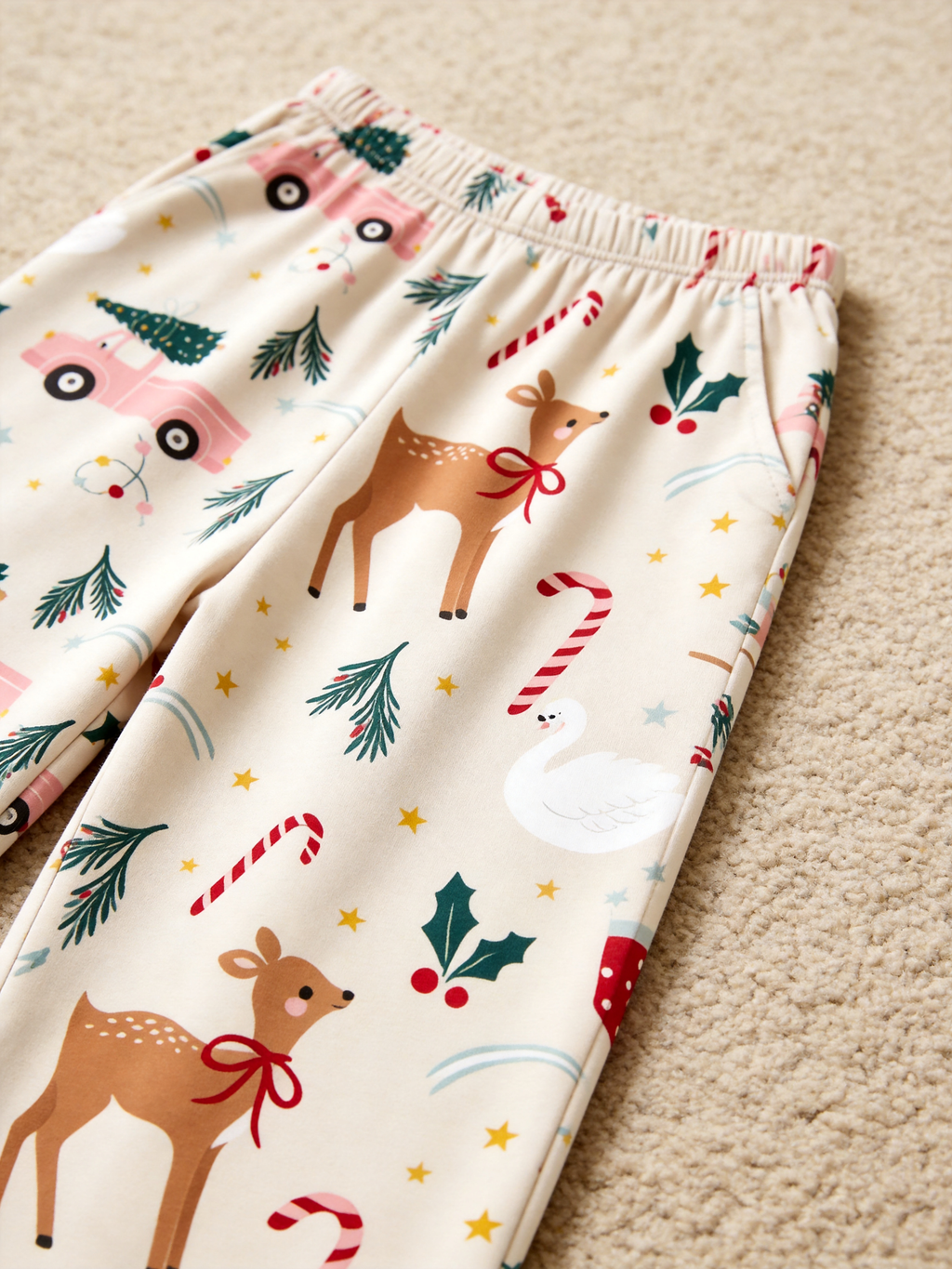 Charming Reindeer, Pink Trucks & Candy Canes Holiday Women Pajama Set