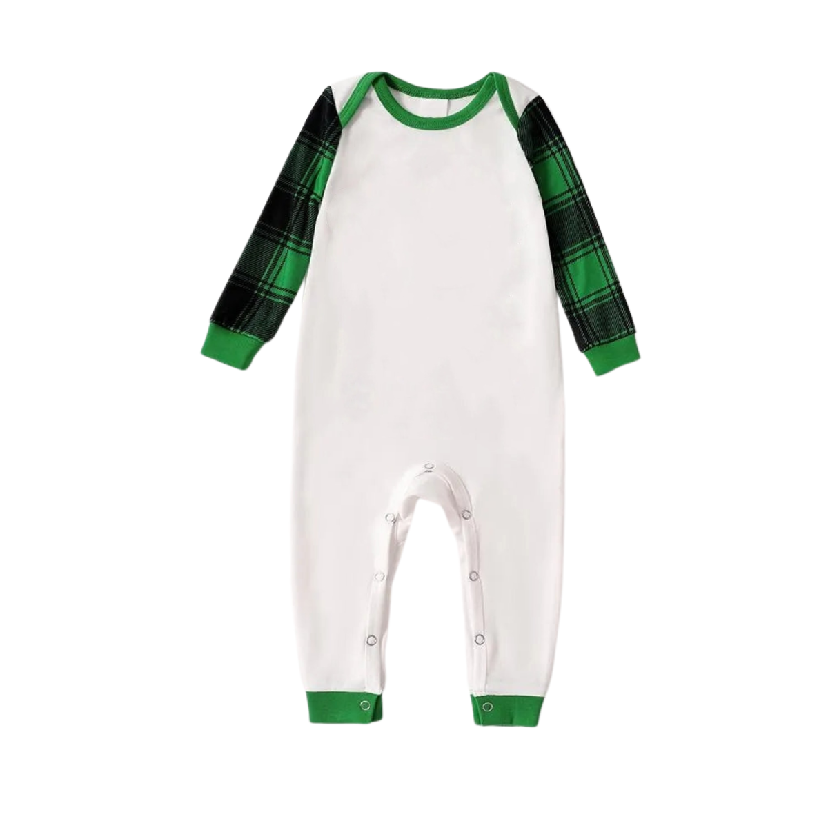2-Piece Family Matching Christmas Pajama Set, 2026 Santa Hat Print Green Raglan Long Sleeve Top, Green Black Plaid Pants With Side Pockets, Matching Sleepwear For The Whole Family Holiday Photos