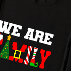 Christmas "We are Family" Text Print Black Long Sleeve Top with Green and Black Plaid Family Matching Pajamas
