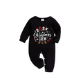 '2025 Christmas Crew'Text Pattern Black Long Sleeve Top