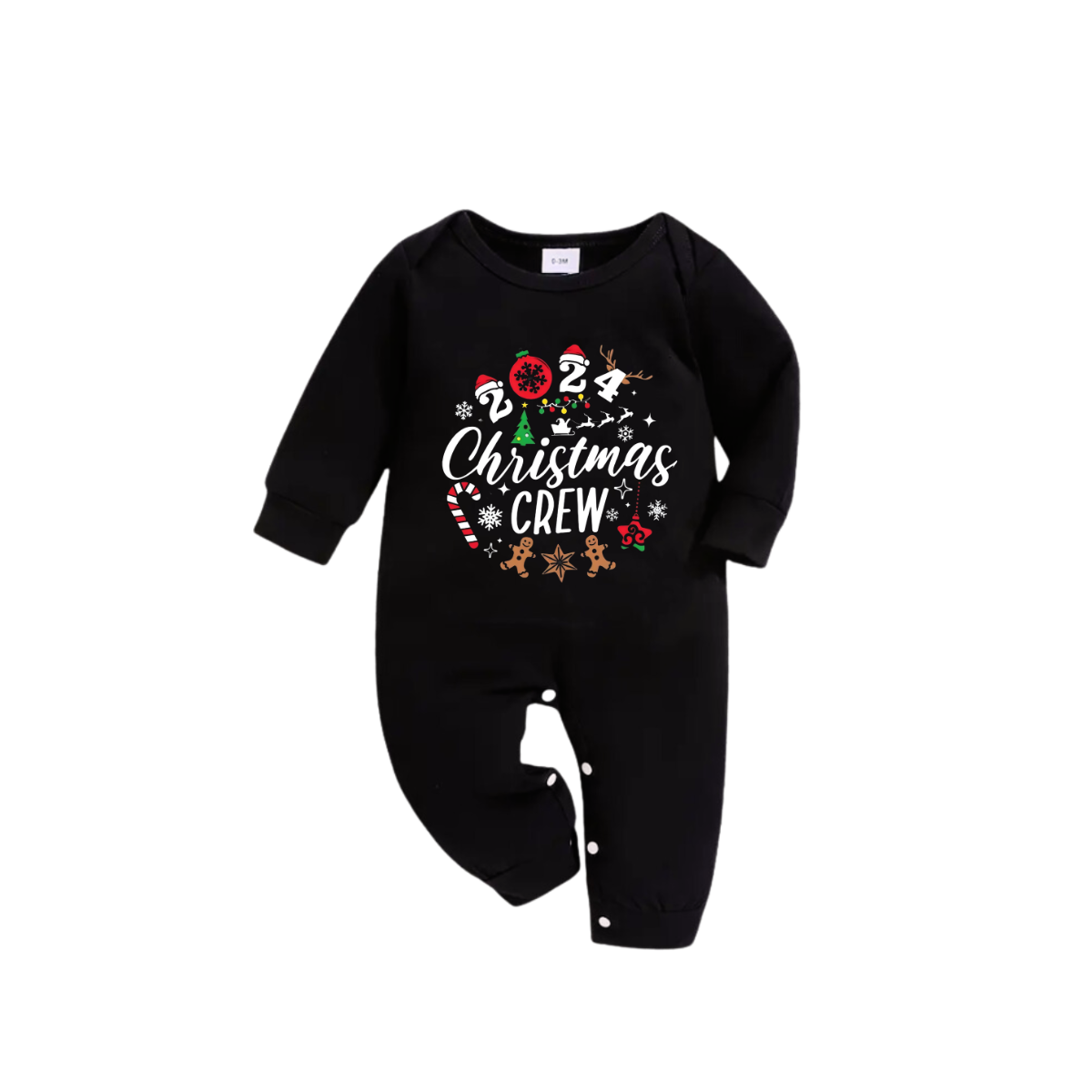 '2025 Christmas Crew'Text Pattern Black Long Sleeve Top