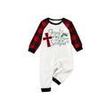 Christmas "Jesus is the Reason of the Season" Letter Print Patterned White Long Sleeve with Black&Red Plaid Pants Family Matching Pajamas