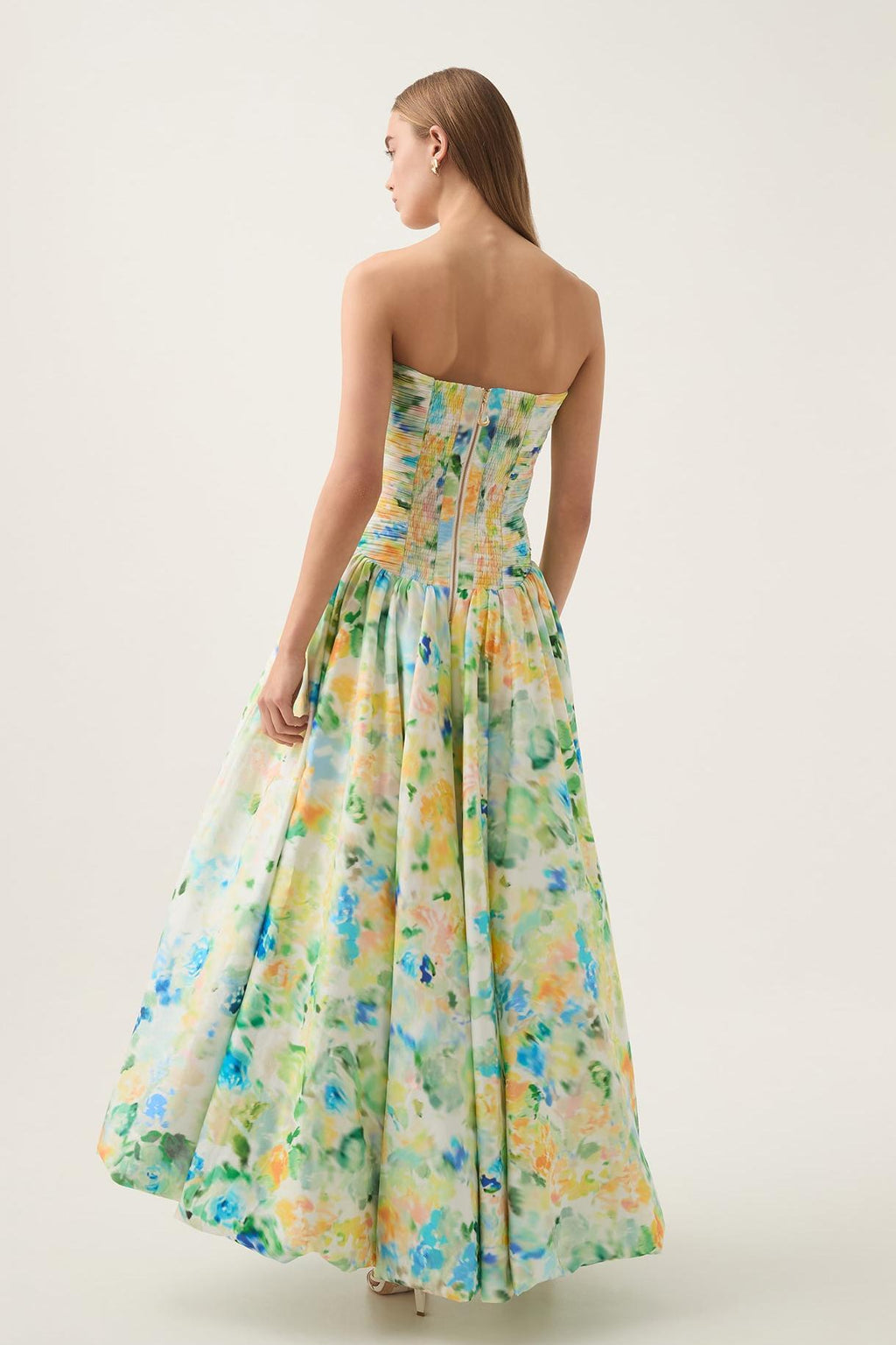 Tie Dye Pleat Split Maxi Dress