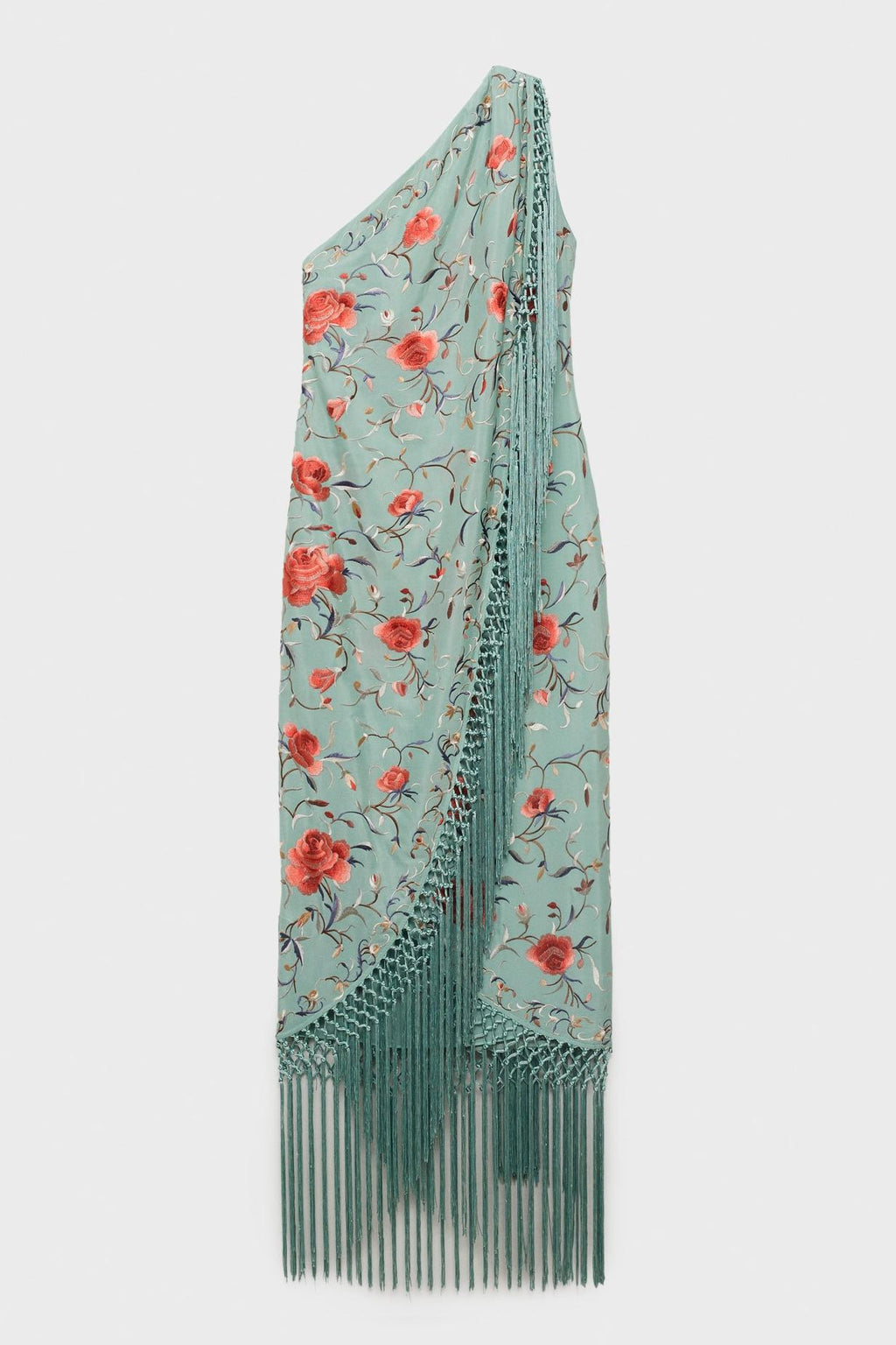Floral Tassel Halter Neck Satin Midi Dress