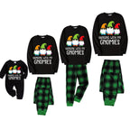 "HANGING WITH MY GNOMIES" Green and Black Plaid Family Matching Pajamas