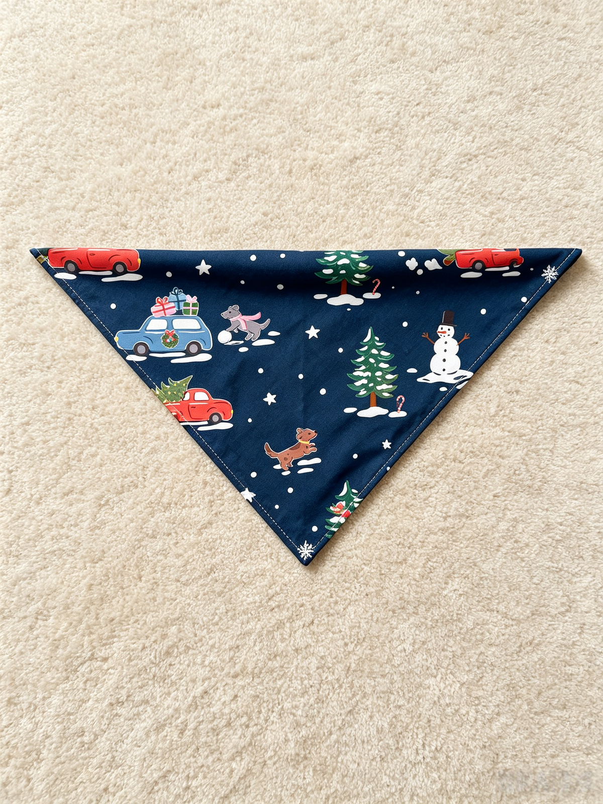 Women Christmas Pajamas - Navy Blue Holiday Car & Snowman Print Button-Down PJs
