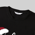 Christmas "Believe" Text Print Black Long Sleeve Top with Green and Black Plaid Family Matching Pajamas