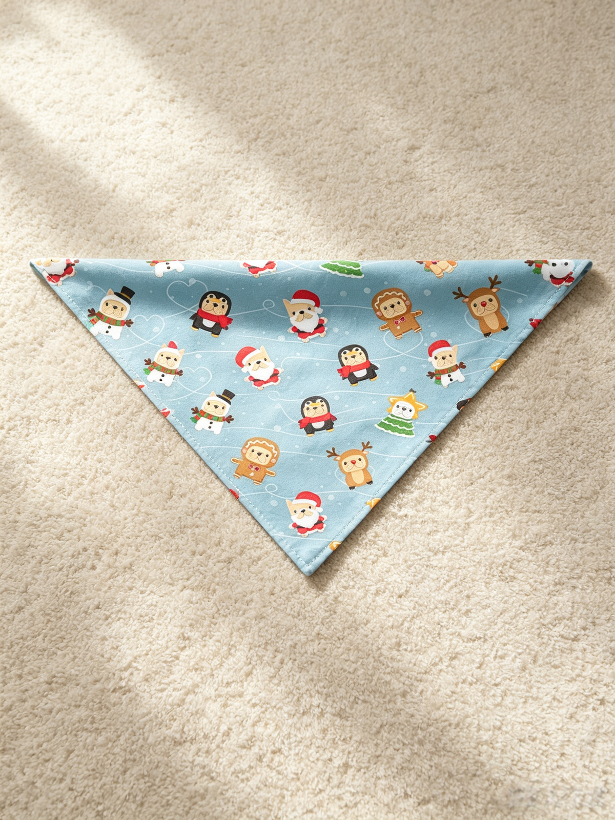 Women Christmas Pajamas - Light Blue Christmas Santa & Reindeer Cartoon Print Button up Pajamas