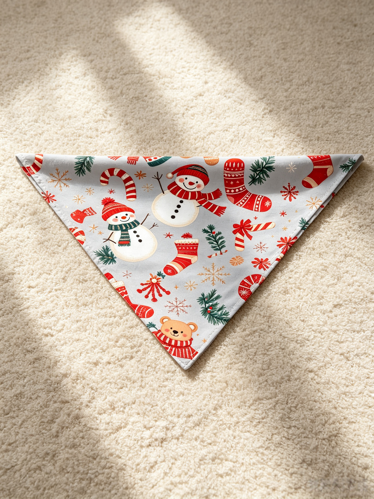 Holiday Family Pajamas Two-Piece Button-Front Long Sleeve Long Pants with Pocket - Festive Snowman & Candy Cane Print