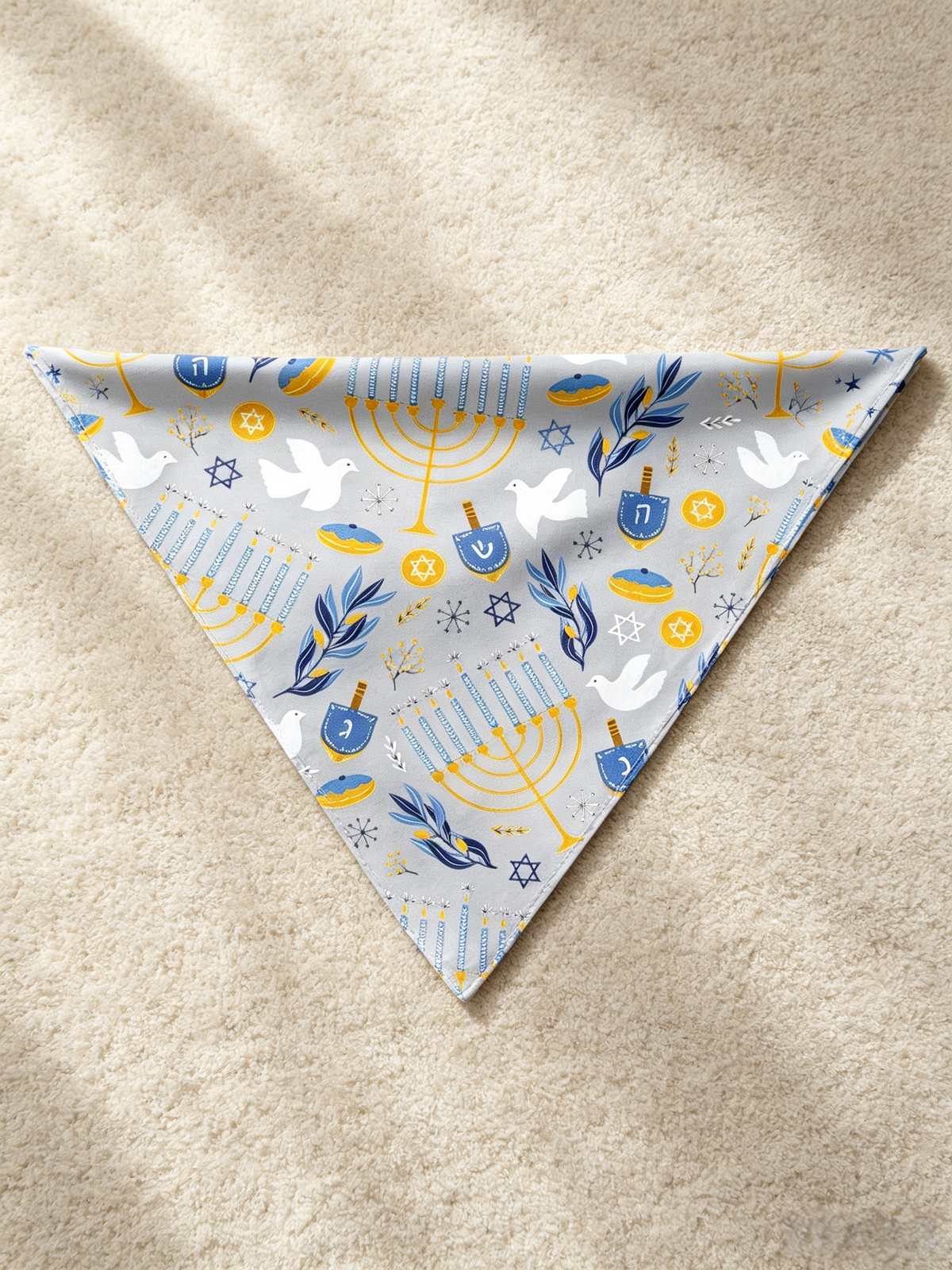 Hanukkah Family Pajamas Two-Piece Button-Front Long Sleeve Long Pants with Pocket - Hanukkah Menorah & Dove Print