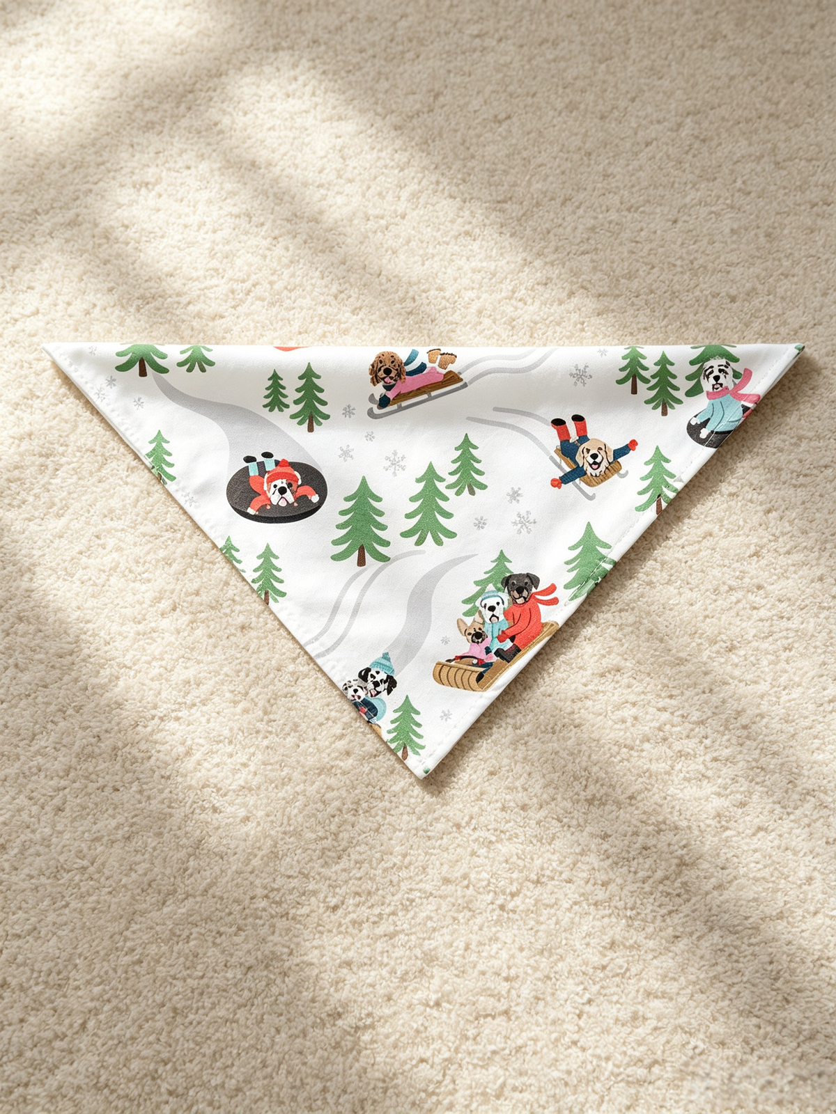 Cute Winter Dogs Sledding Two-Piece Henley Neck Matching Couple Christmas Pajamas