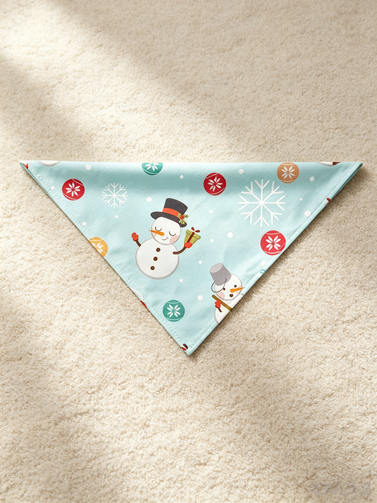 Women Christmas Pajamas - Light Blue Cute Snowman & Reindeer Button-Down Sleep Set
