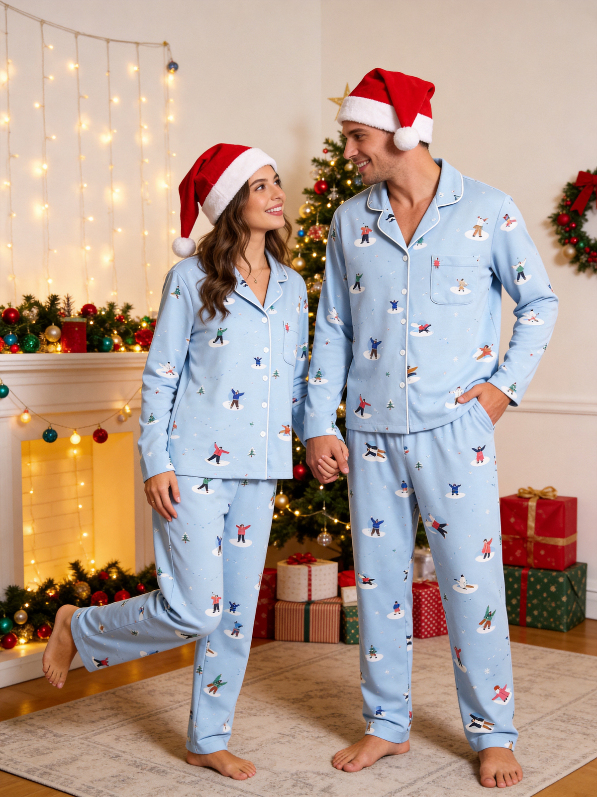 Whimsical Snowman & Winter Fun Pattern Women Sleepwear