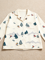 Retro Alpine Ski Lodge & Snowy Mountains Neutral Holiday Women Christmas Pajamas