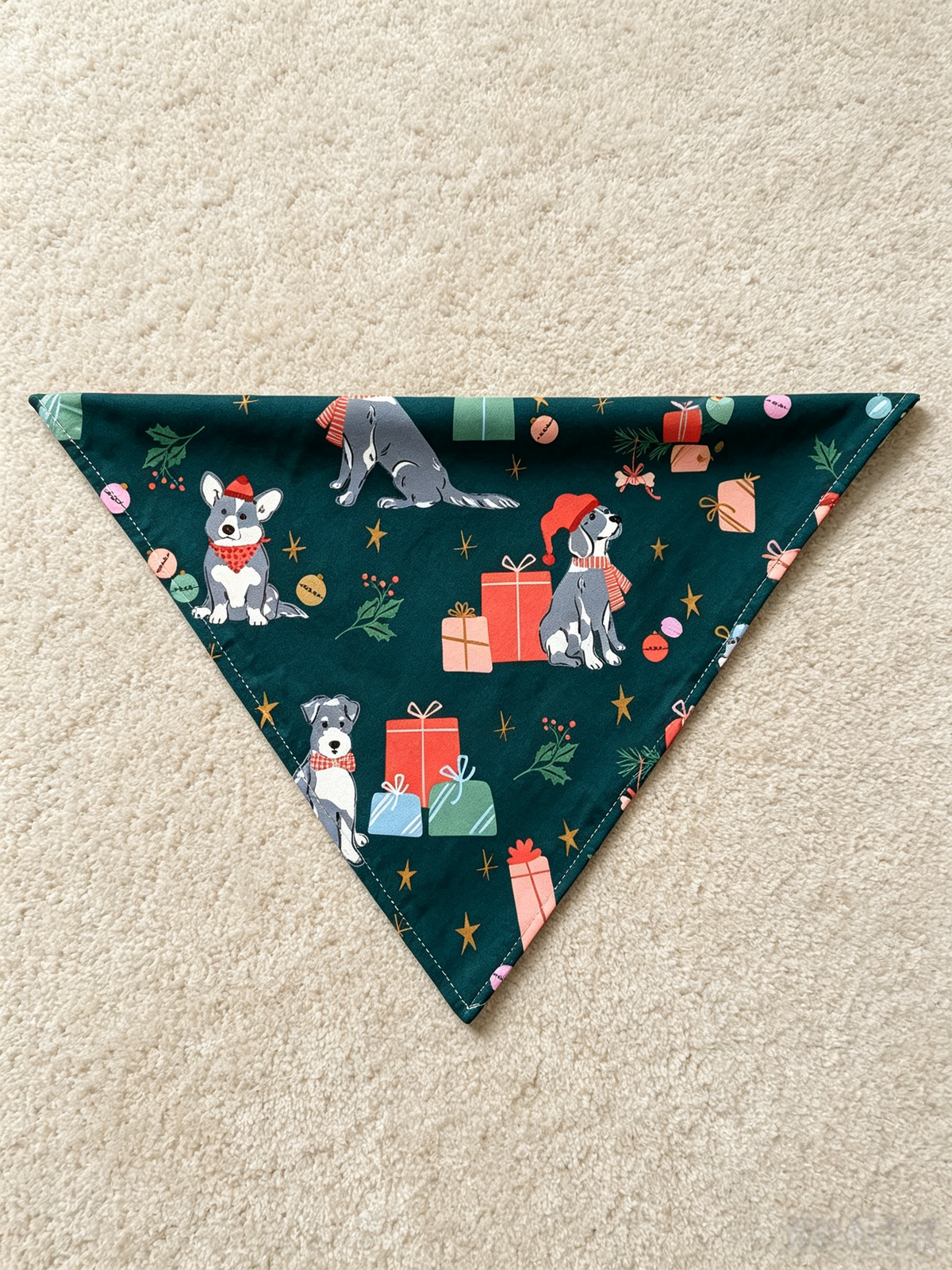 Festive Christmas Dogs with Gifts Two-Piece Henley Neck Matching Couple Sleepwear