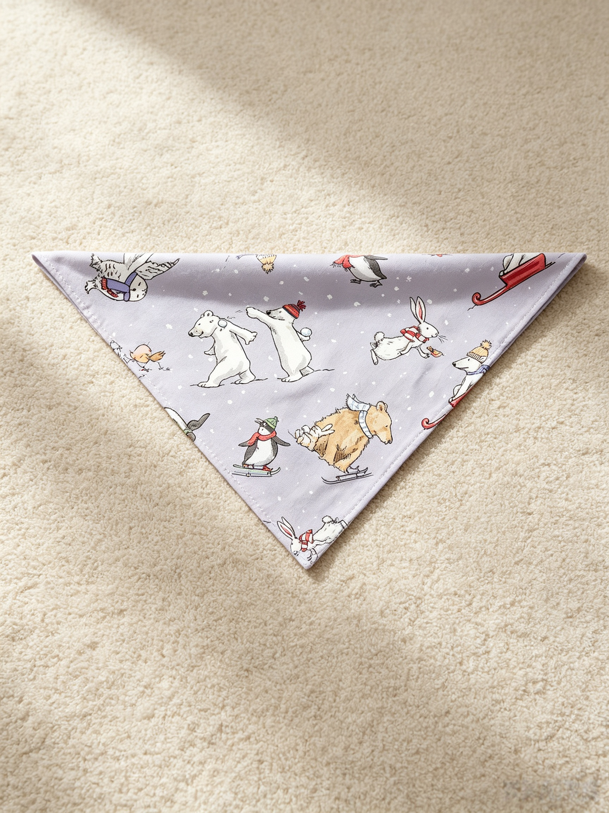 Whimsical Winter Animals & Sled Two-Piece Henley Neck Holiday Couple Pajamas