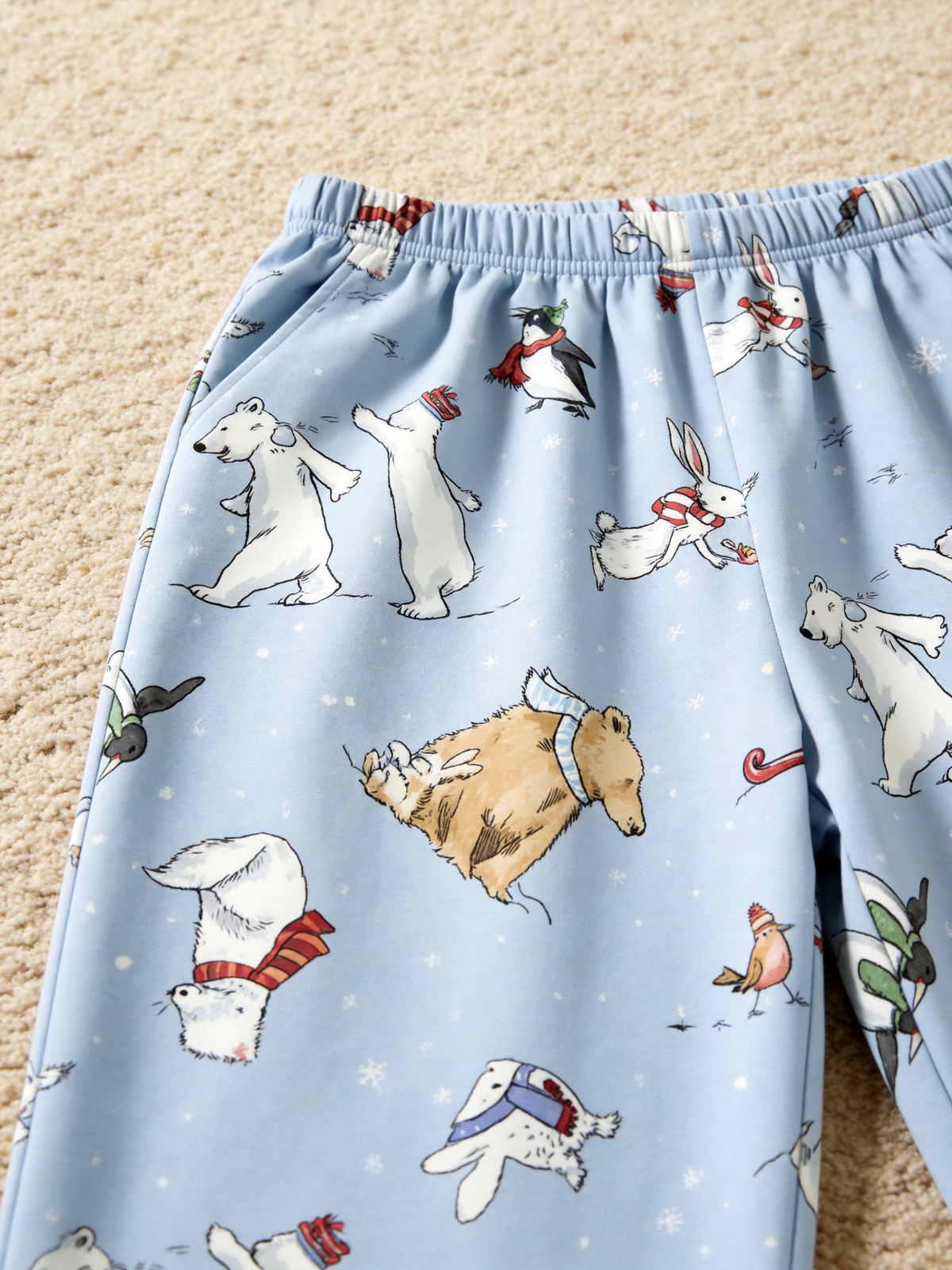 Whimsical Winter Animals & Snowflakes Soft Blue Women Pajama Set