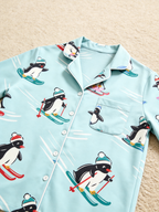Cute Christmas Penguins Skiing & Sliding Women Sleepwear