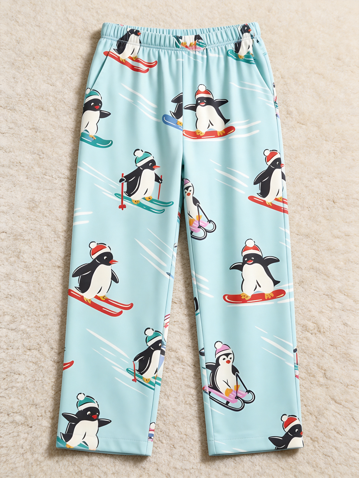 Cute Christmas Penguins Skiing & Sliding Women Sleepwear