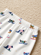 Playful Pups in Sweaters Skiing Neutral Women Christmas PJs